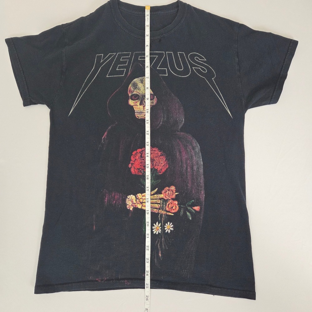 Yeezus Tour T-Shirt Grim Reaper Rose Size S Graphic Black Concert Merch Holes - Picture 10 of 11